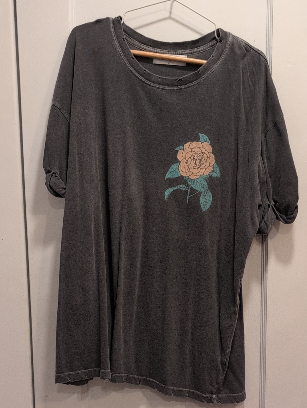 Women’s Charcoal Floral Graphic Short Sleeve Tee